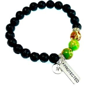 Custom Personalized Lava Beads Charm Bracelet